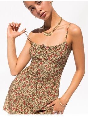 Realisation Par The Inez in Dahlia Silk Mini Slip Dress Floral Print Milkmaid XL